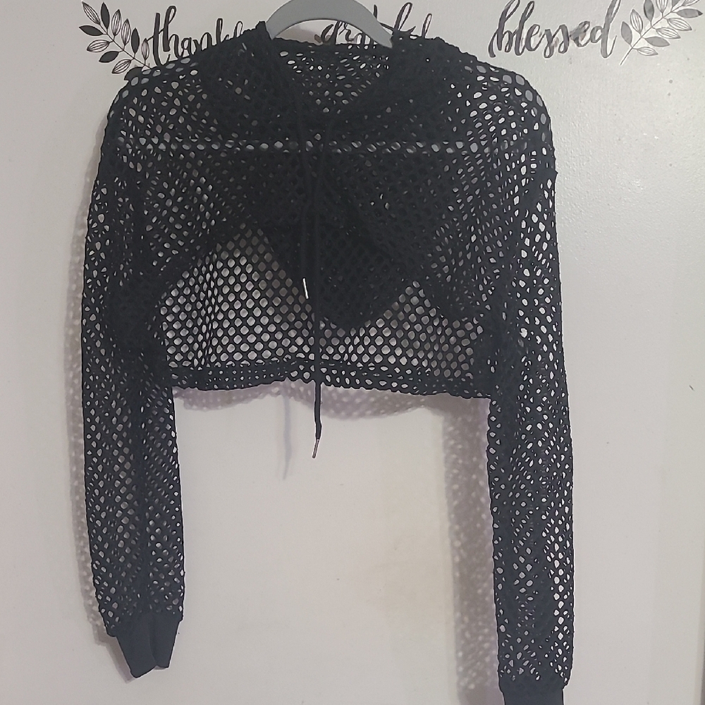 Black Mesh Crop Top